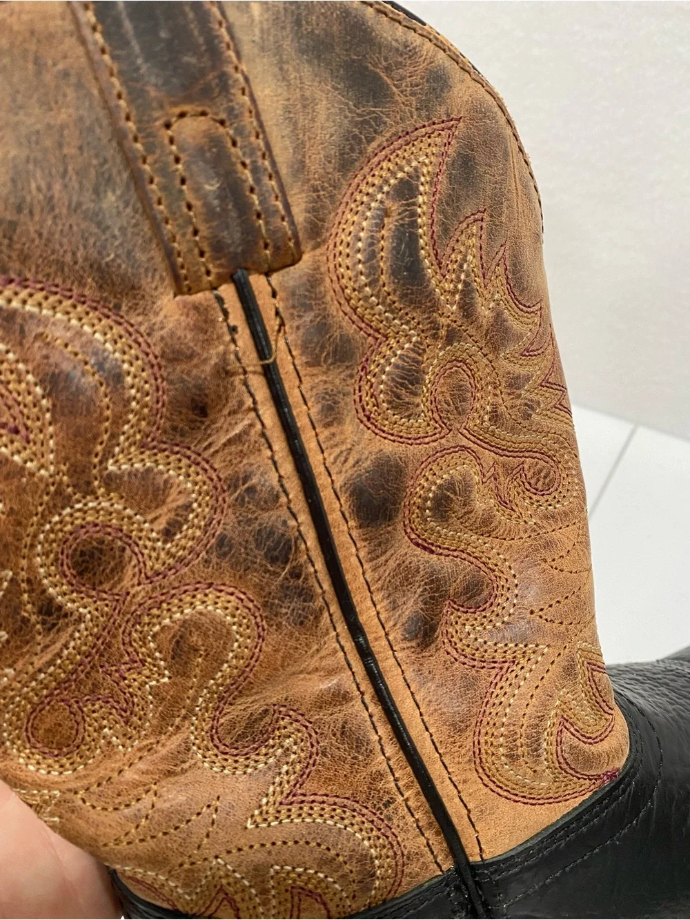 Dan Post Youth Cowboy Boots 4D Leather Western Square Toe Brown Black Unisex